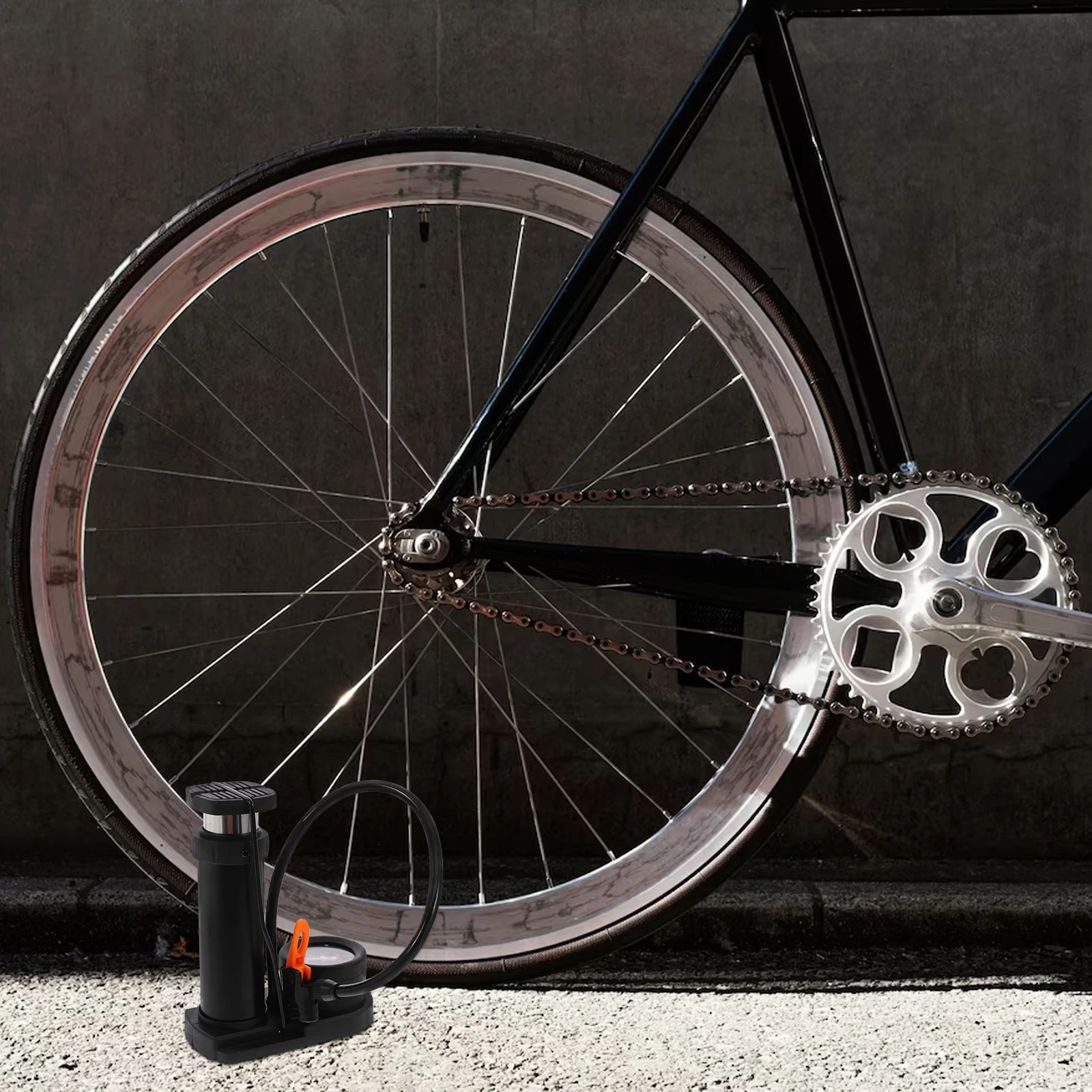 

Portable Bike Floor Pump High-pressure Foot Pumps Inflator Aluminum Retractable Pedals Hinged Handles Universal