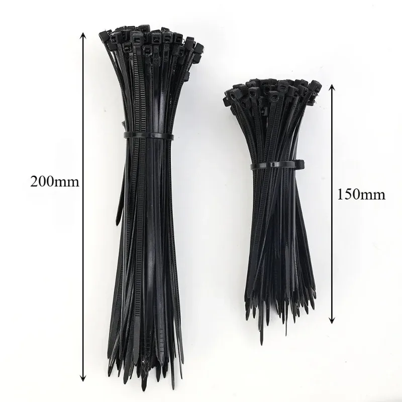 100PCS Black White Nylon Cable Ties Duty Self Locking Weatherproof High Temp Resistant Office Cable Ties Tangle Free Cable Faste