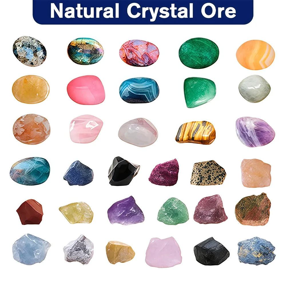 تقويم قدوم كريستال عيد الميلاد 24 أحجار كريمة وطبيعية وصخور |   صندوق هدايا العينات المعدنية مجموعة العد التنازلي لأحجار الشاكرا