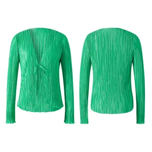 Hırka uzun kollu kadın üstleri, dantelli tişört, ten rengi, düz renk, beyaz, turuncu, yeşil, yaz İlk 10 satış-hırka-turuncu - №8