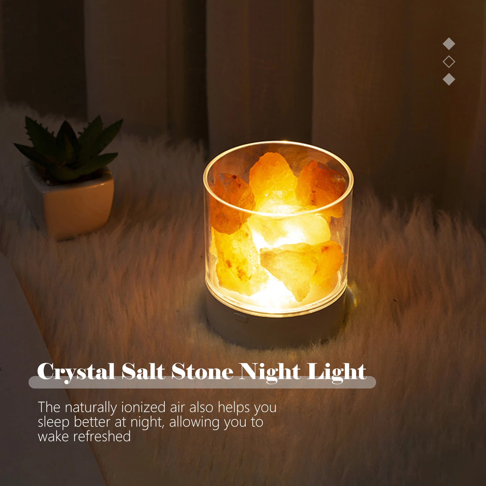 Himalajska lampka nocna z kamienia solnego 7-kolorowa lampa LED z kryształu kamiennego USB Naturalna lampa oczyszczająca powietrze do dekoracji