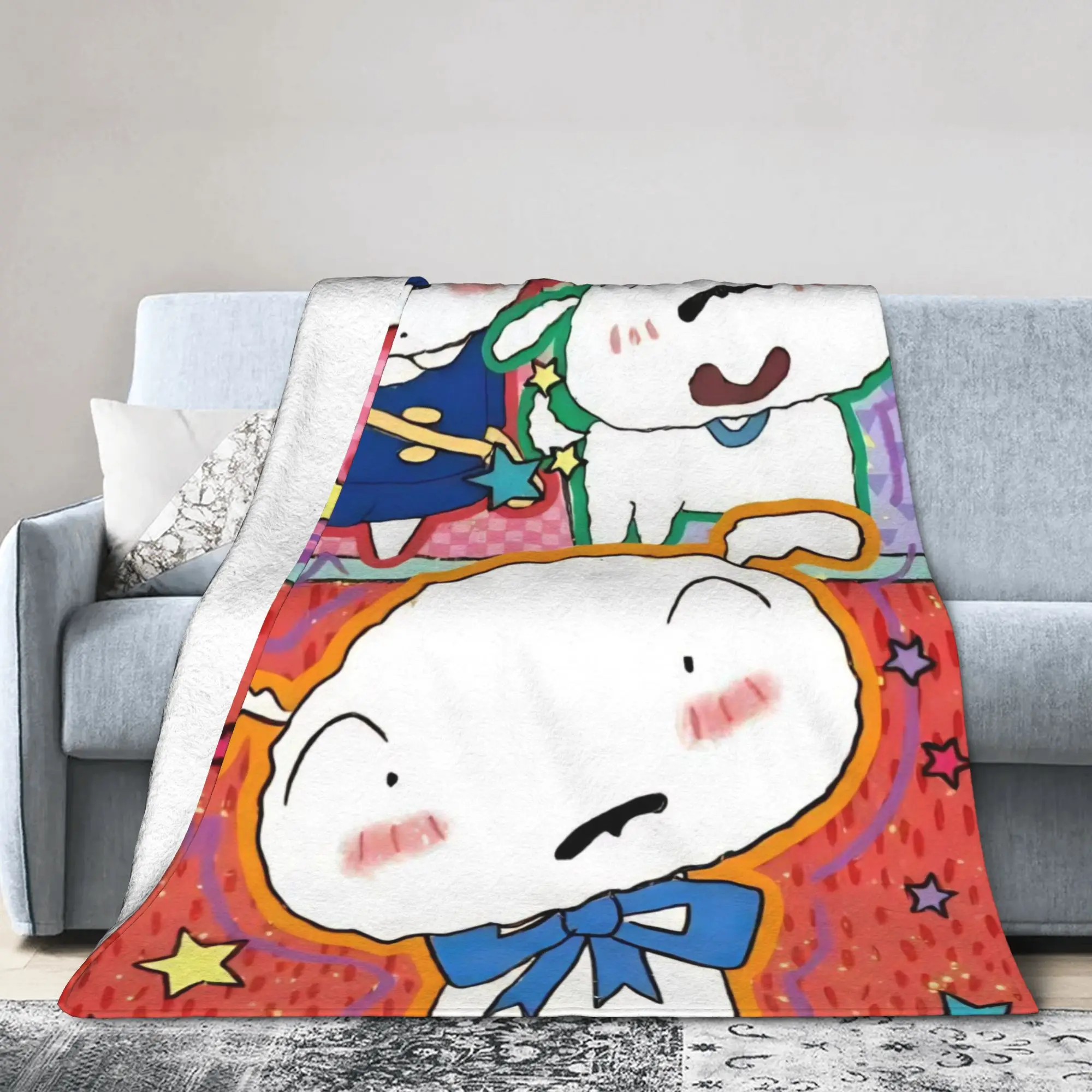 Shinchans Dog Lovely Puppy Blanket  Flannel Awesome Breathable Throw Blankets for Bedding Lounge Summer