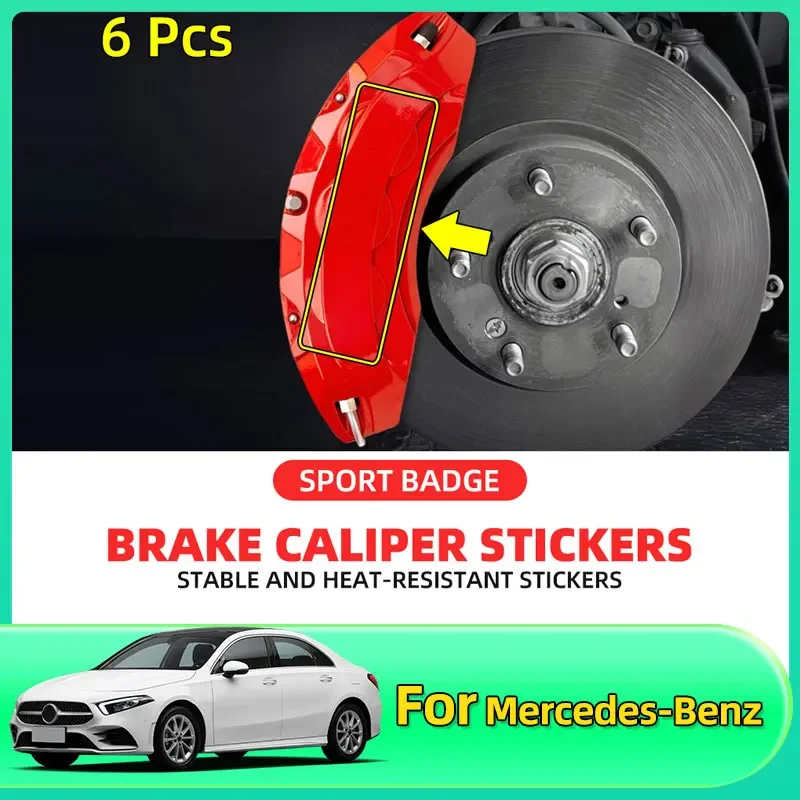 

6pcs Brake Caliper Sticker Heat Resistant Decal Car Decoration For Mercedes Benz W204 W124 W201 W202 W212 W220 W205 GLA CLA GLC
