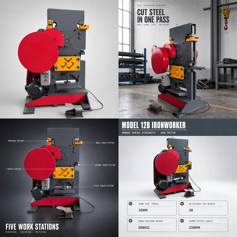 for Combined Punching and Shearing Machine 12B Five Station Ironworking Machine 900KN Steel Plate 12mm Round Steel 40mm
