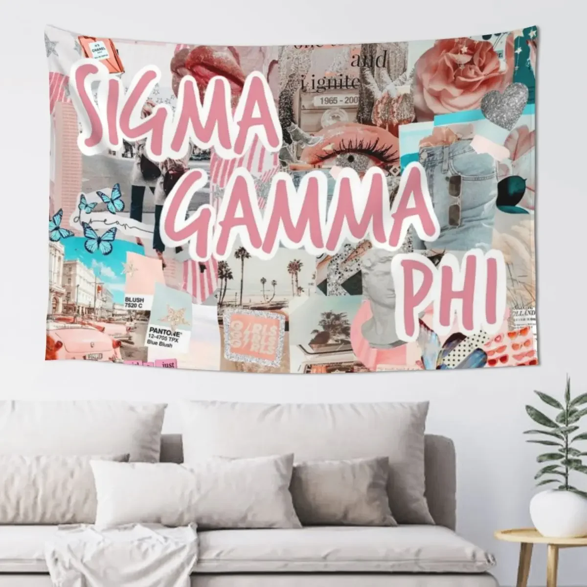 Sigma gamma phi pink and teal sgphi thusa Tapestry Room Decoration Accessories Bedrooms Decorations Bedroom Deco Tapestry