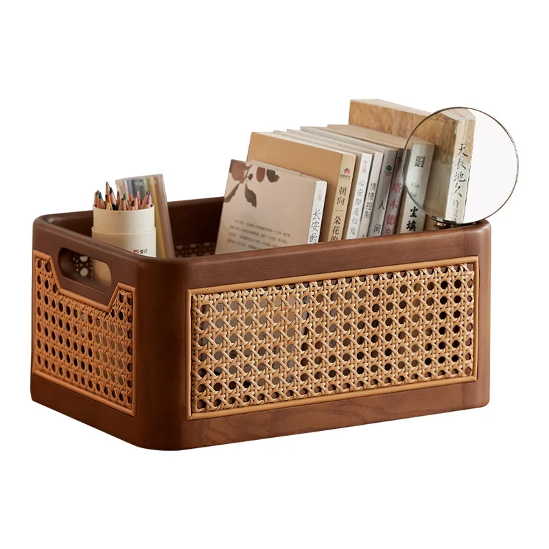 

desktop rattan storage basket, rectangular storage box, light luxury and high-end sense