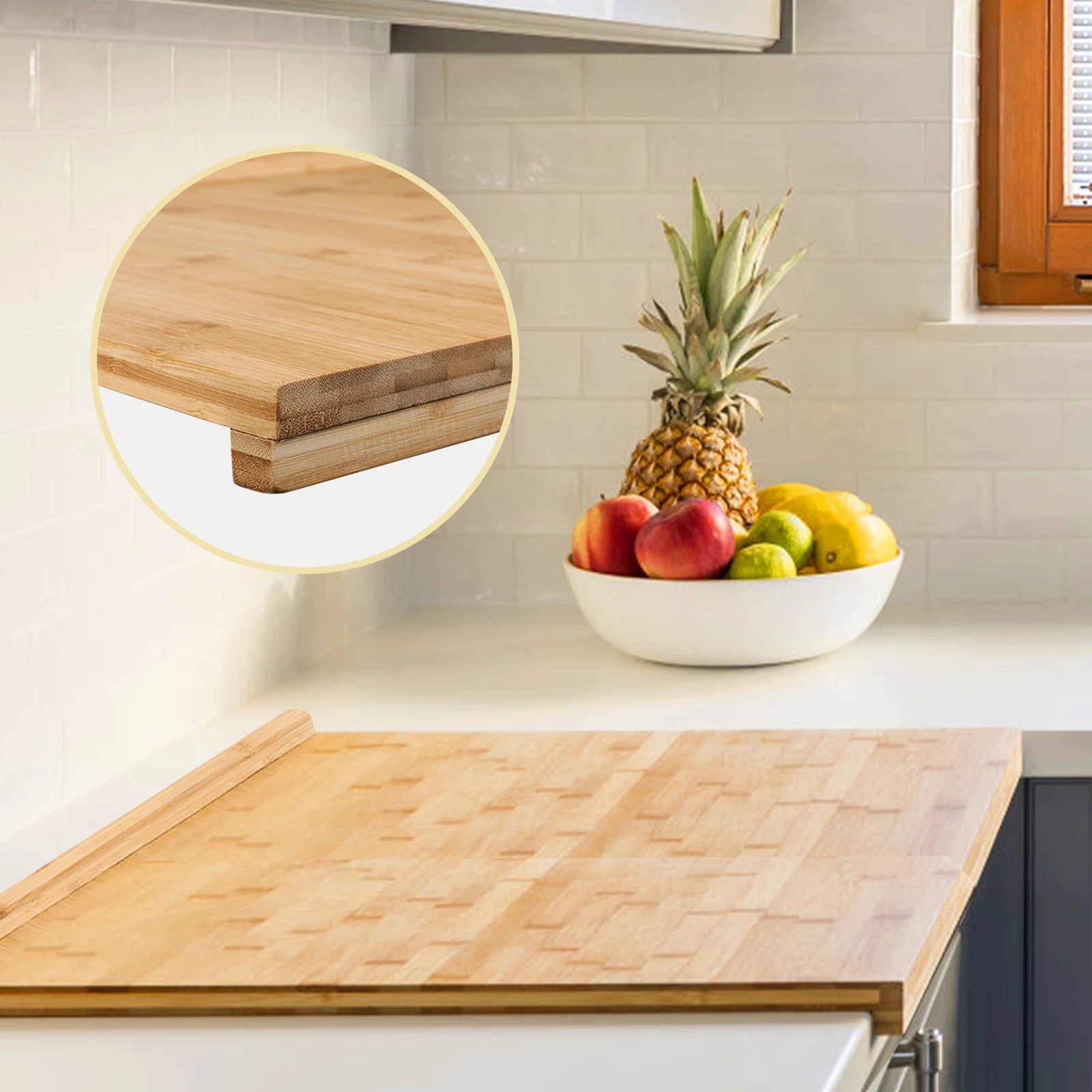 

Pastry Cutting Board Multi-Function Bamboo Board with Reverse Groove Kitchen Chopping Board 21.65x15.75 in for Home Kitchen