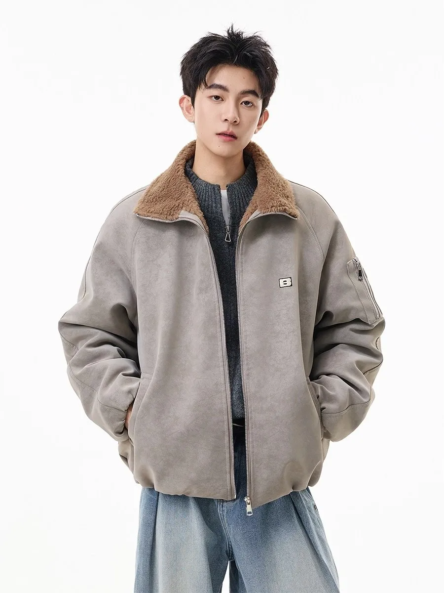 

American Sle Thi Warm Cotton Jaet Men's Winter Loose Casual Coat Men's Fur Collar Jaet Cotton Clothes Winter Wear