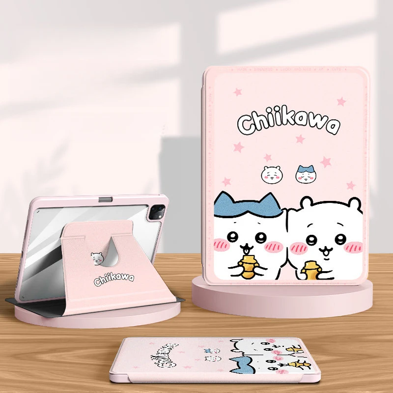 With Pencil Holder Case for iPad Pro 2025 2024 2023 11th Air 7 2025 Mini Anime Cartoon Usagi Chiikawa Hachiware Antidrop Cover view 5