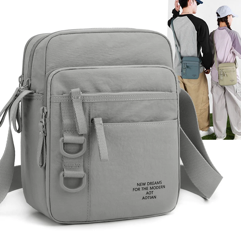 AOTIAN Trendy and fashionable new men's casual bag single shoulder crossbody bag multi compartment men's Oxford cloth bag