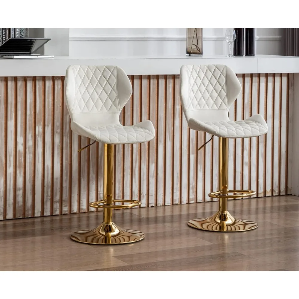 

Velvet Bar Stools Set of 2 Counter Height Barstools with Back Swivel Bar Chairs with Gold Base Modern Adjustable Kitchen Island