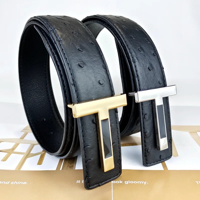 Men's Letter T Fashion Belt Genuine Leather Business Personality Clothing Accessories New Versatile Superior Belt 3.8cm