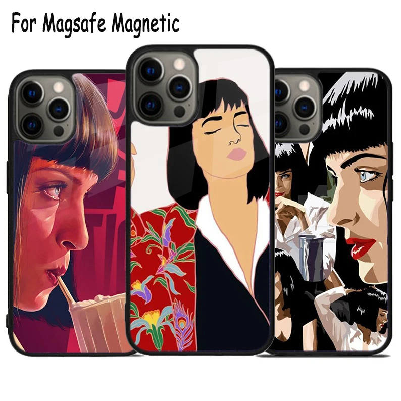 Artistic MIA WALLACE Poster Wireless Charge Magsafe Phone Case For iPhone 15 16 14 13 11 12 Pro Max Plus Magnetic Bumper Cover