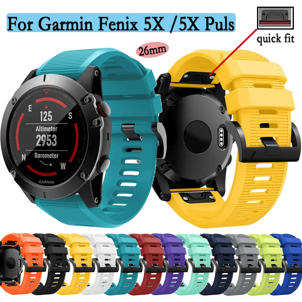 

Ремешок силиконовый для наручных часов Garmin Fenix 7x/6x/5x, быстросъемный браслет, совместимый с Garmin спуск mk1/mk2/mk2i, 26 мм