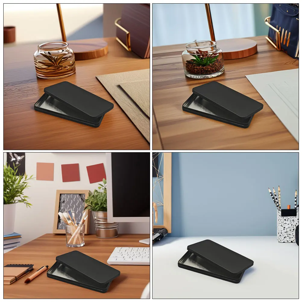 2Pcs Black Rectangular Cash Box Metal Money Organizer for Bills Coins Jewelry Stamps Storage Small Currency Holder Safe Tin Case