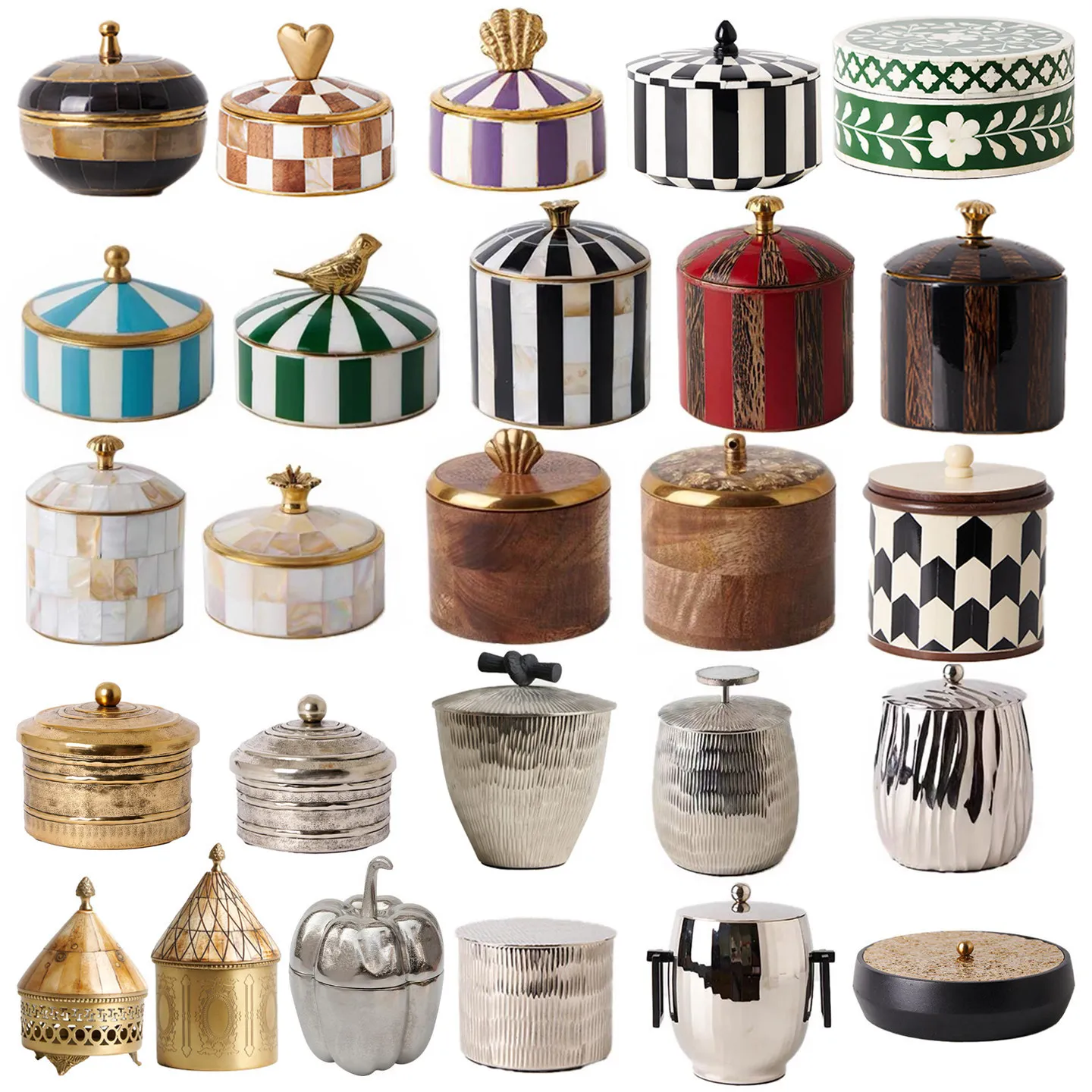 India imported beef bone brass mango wood aluminum jewelry box ornament European model room jewelry storage jar utensils