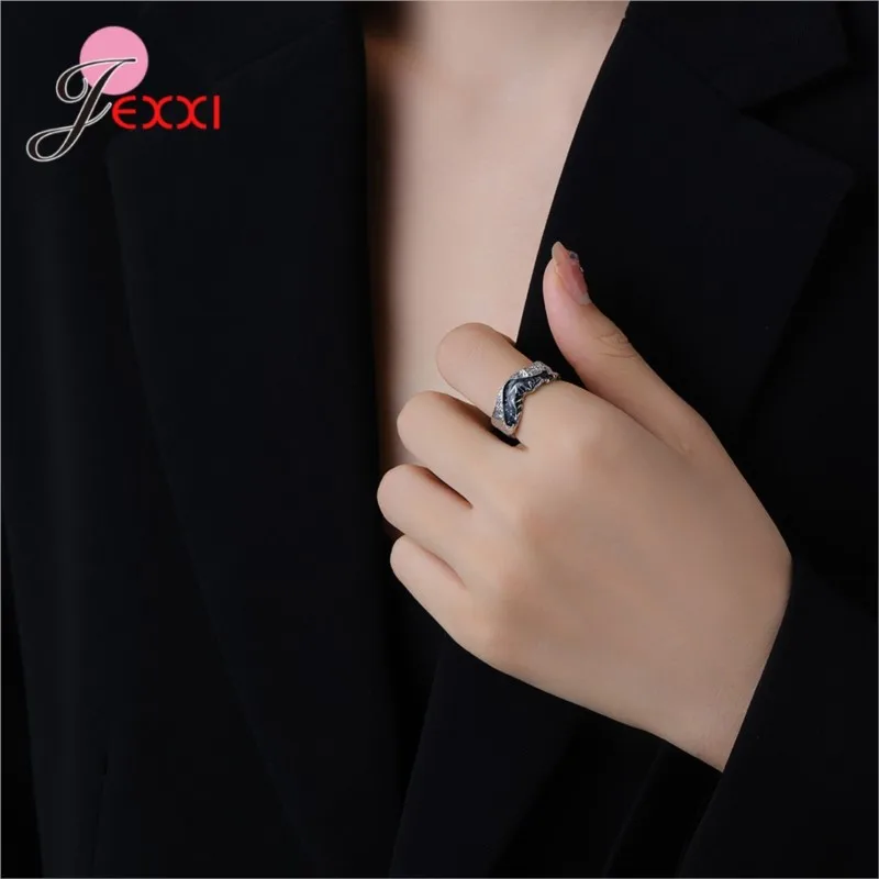 

Новинка: Винтажное аутентичное кольцо из стерлингового серебра 925 пробы для женщин и девушек, изысканное ювелирное украшение, регулируемое кольцо на палец, свадебный подарок.