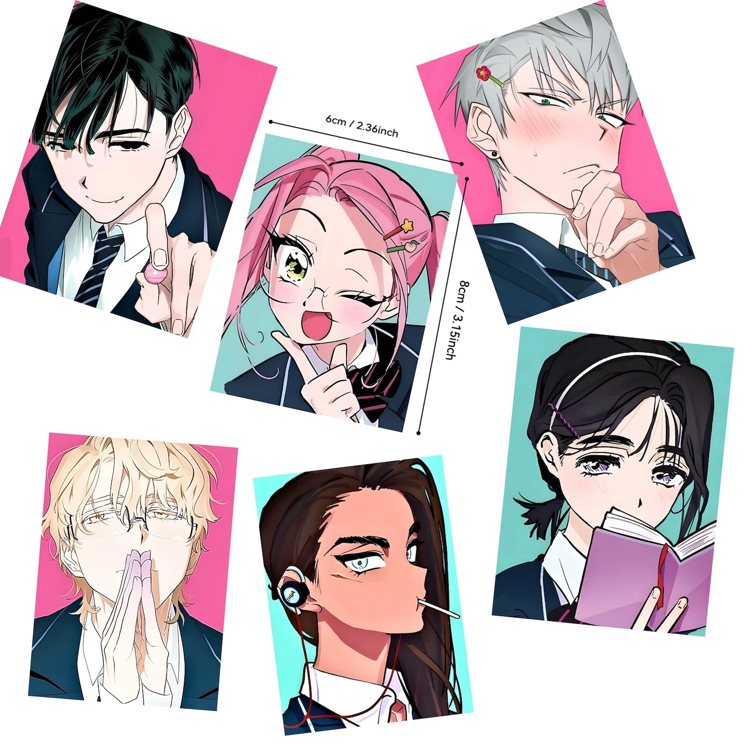 6PCS Alien Stage Anime Character Music  Small Cards 3-Inch 54cm*85cm Postcards Collectible Cards from Cartoon Series