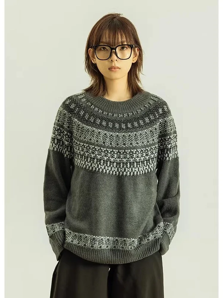 

GoodNorth Retro Knitwear round Ne Pullover ex Winter Layering irt Warm Polyester Fiber Casual Spring Autumn Youth Sle