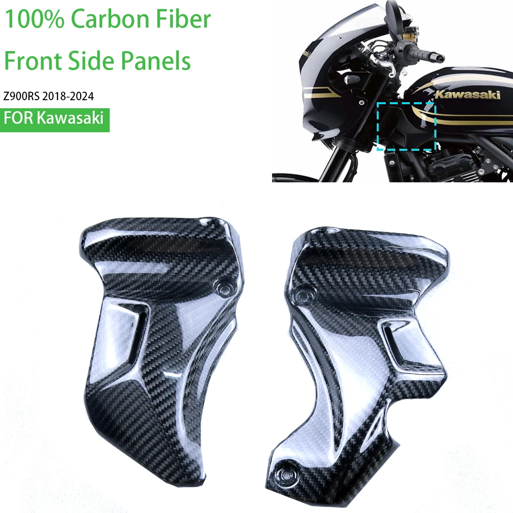 

Motorcycle Accessories For Kawasaki Z900RS 2018-2024 100% 3K 12K Dry Carbon Fiber Front Side Panels Frame Covers Guard Protector