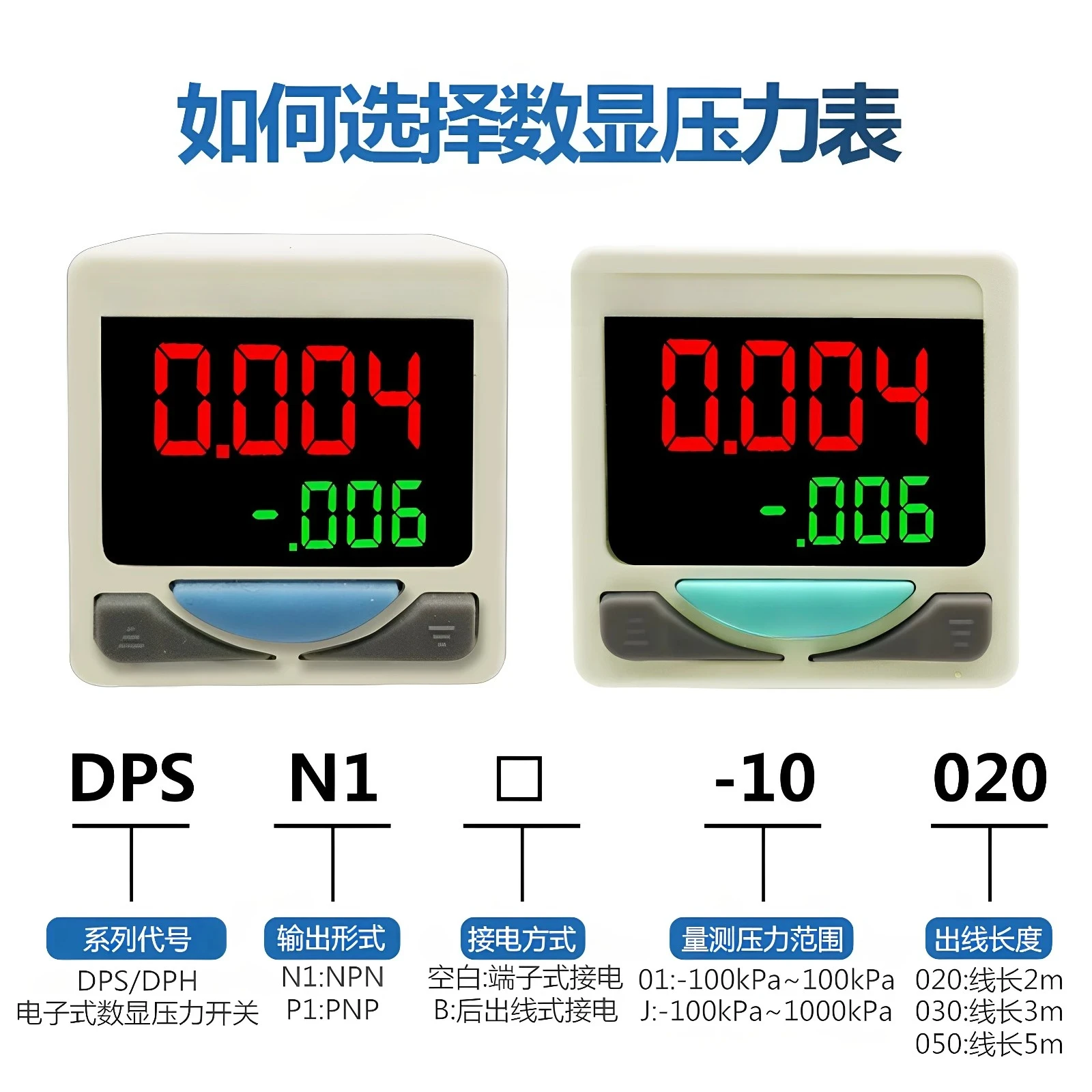 High Precision Digital Pressure Gauge DPSN1-10030, Vacuum Positive & Negative Pressure Meter, -0.1~1 MPa Range