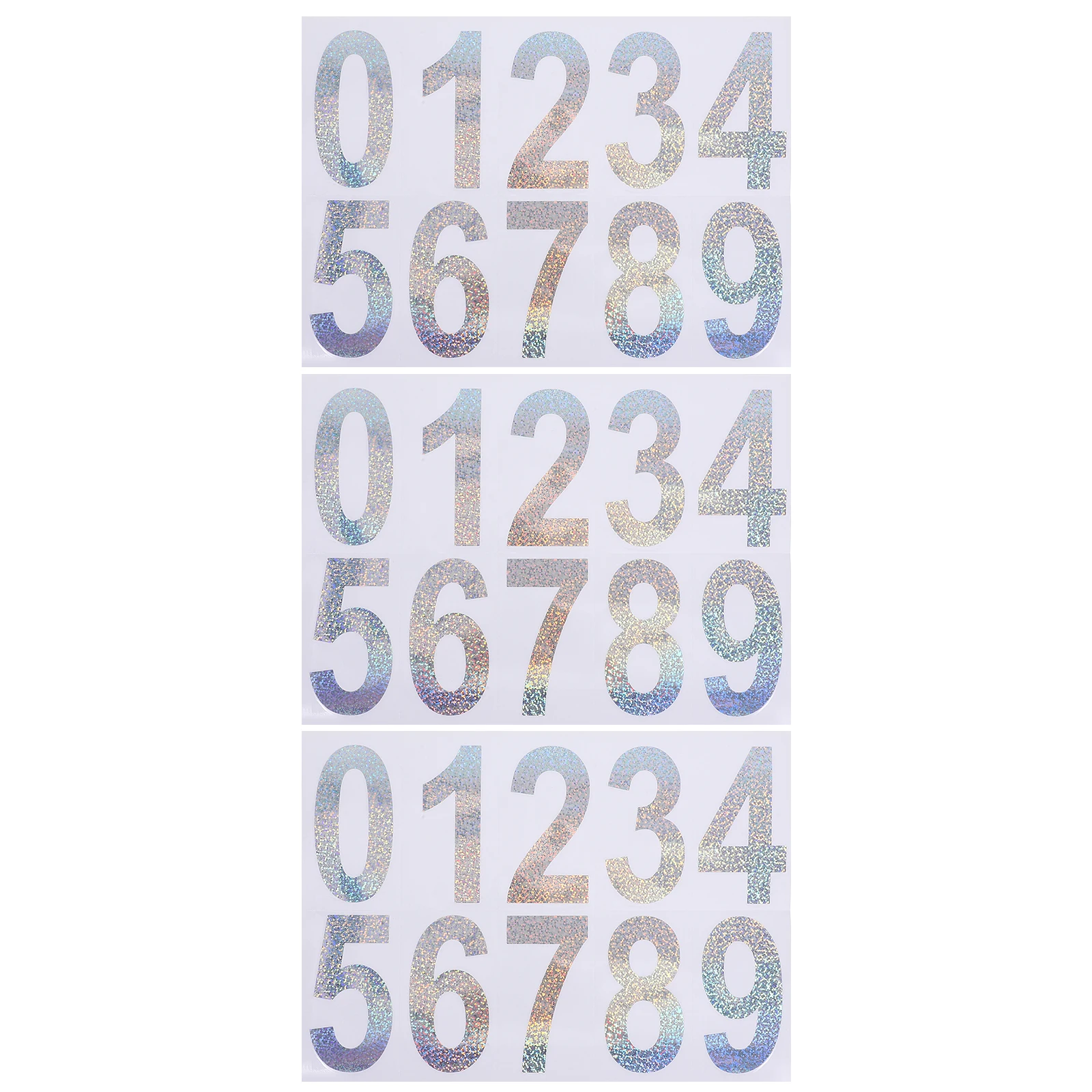 

3 Sheets Reflective Digital Labels Large Numbers Stickers Adhesive Mailbox PVC Self Adhesive Waterproof Heat Resistant Durable