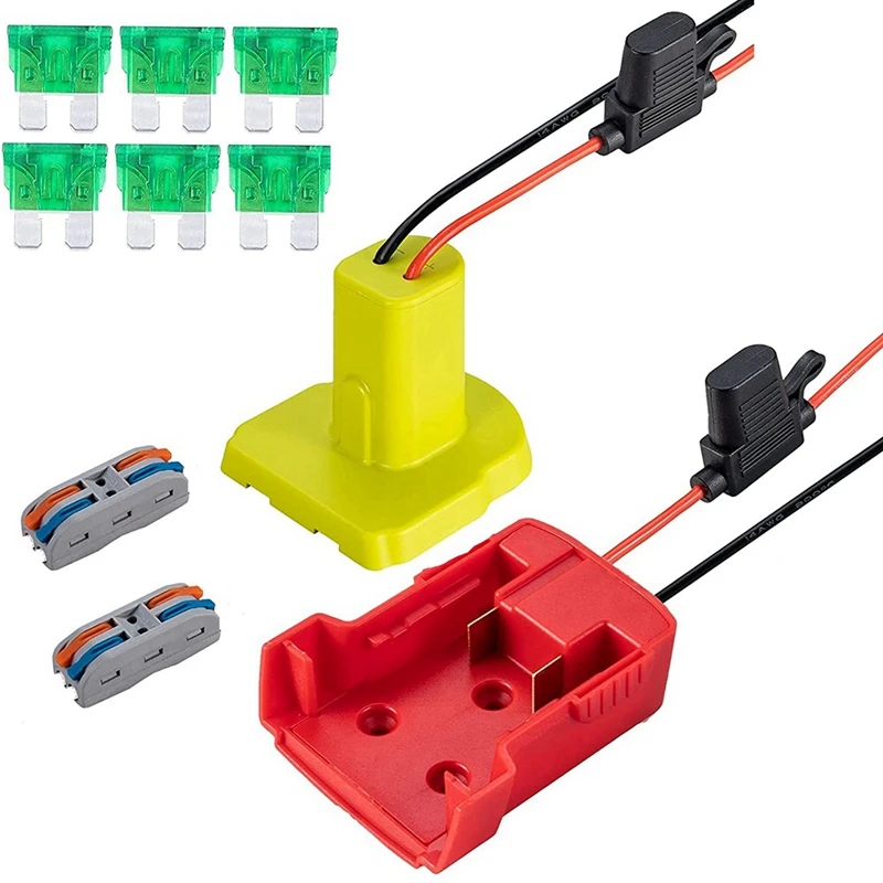 Hot Power Wheel Adapter For Ryobi 18V & MK M18 18V Battery With Fuse & Wire Terminals, Power Connector 14 Gauge Robotic