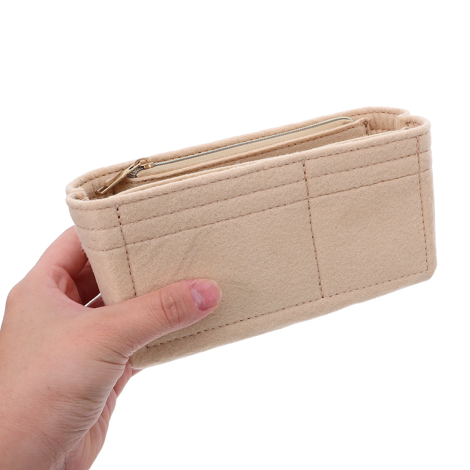 

Felt Zipper Bag Insert Organizer Multi Compartment Inner Liner For Handbag Tote Purse Cushioned Pouch With Zip Closure For