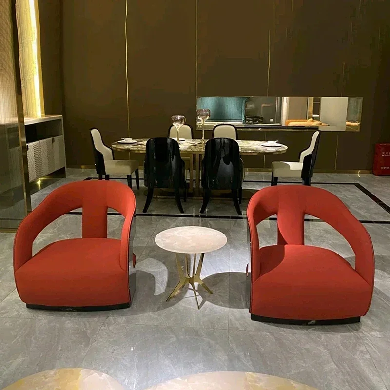 Single sofa chair, single red flannel casual sofa chair, living room, modern furniture