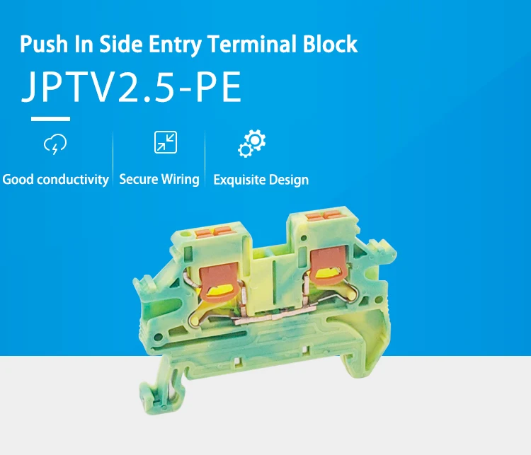 Ptv0.5-pe Masse modularer Din-Rail-Klemmen block seitlicher Eingang Push-In-Kabelst ecker elektrisch 2,5mm ptv3.3-pe – Detail 14
