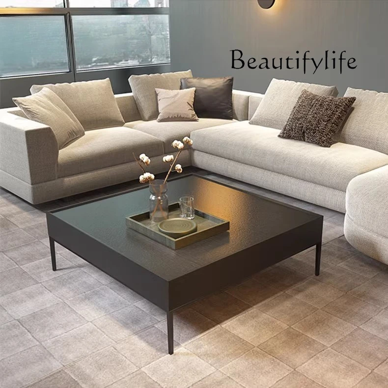 

Italian light luxury living room simple modern creative Nordic small apartment tea table solid wood square minimalist tea table