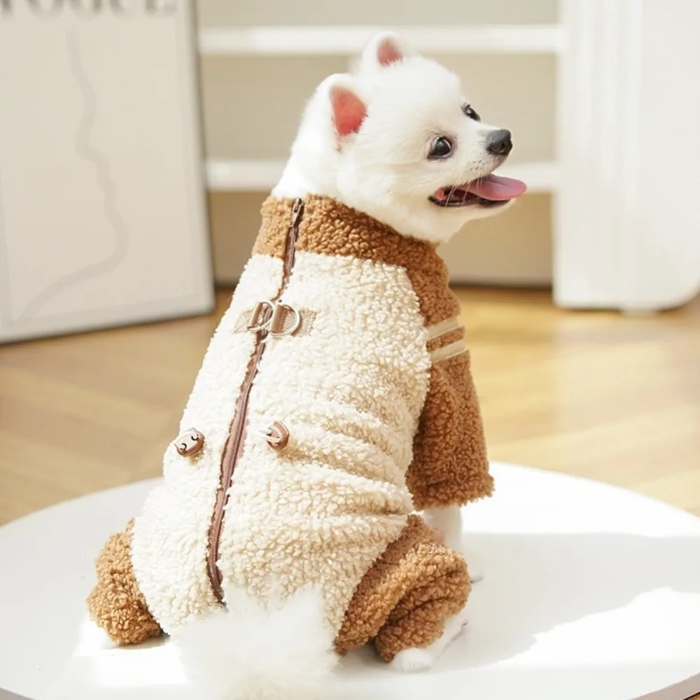 Thickened Winter Dog Clothes Double-Sided Velvet Warm Pet Zipper Clothing Comfortable Color Blocking Pet Cotton Coat Daily Walk