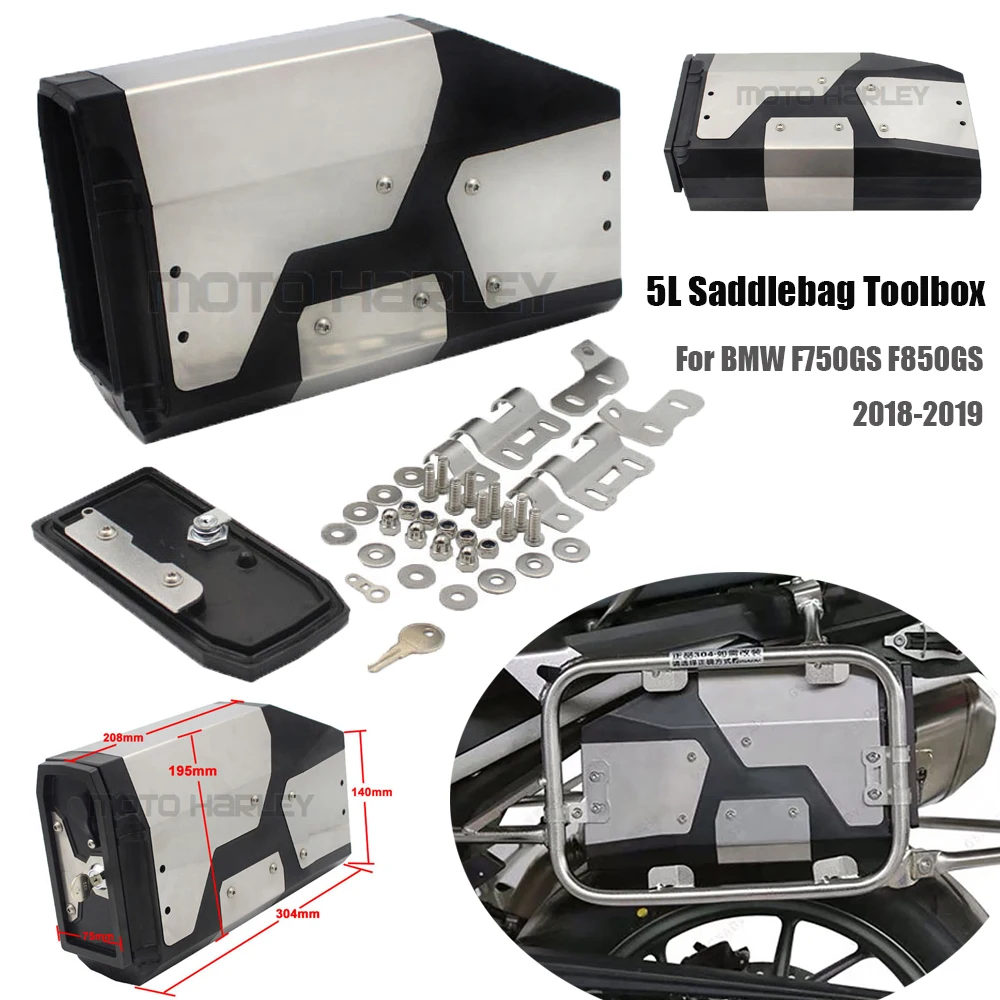 

Plastic + Stainless Steel 5 Litre Saddlebag Holder Toolbox Capacity for BMW F750GS F850GS 2018-2019