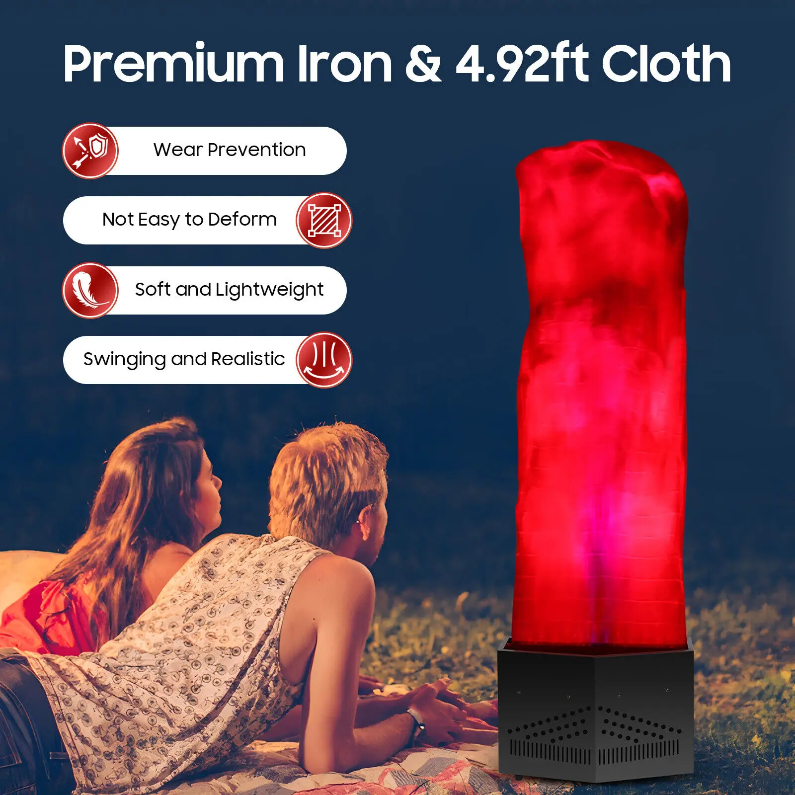 

Artificial Fire Flame Machine Iron-Cloth Material 24-LED Realistic Flame Heat Dissipation Non-Slip Footpads For Festival Club