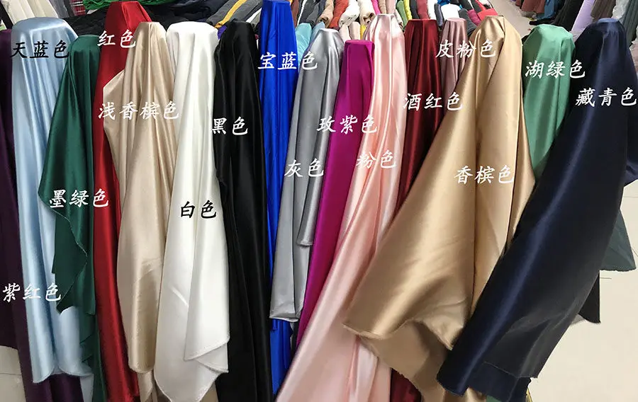 Designer Cloth 19 Momme Real Silk Spandex Silk Satin Cloth Solid Color Multicolor Silk Crepe Satin Fabric Dress Cheongsam DIY