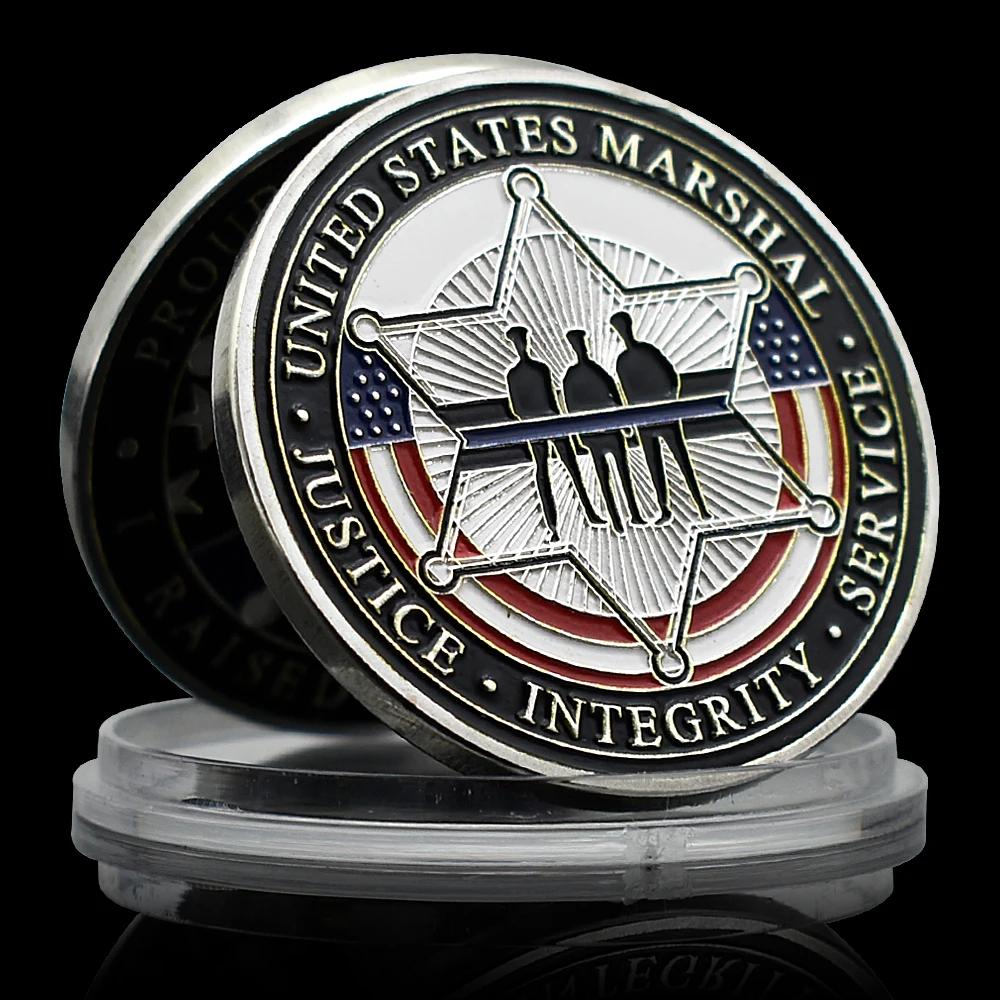 United States Marshal Service Commemorative Coin Justice Integrity Serving The People I Raised My Hero Silver Plated Gfit