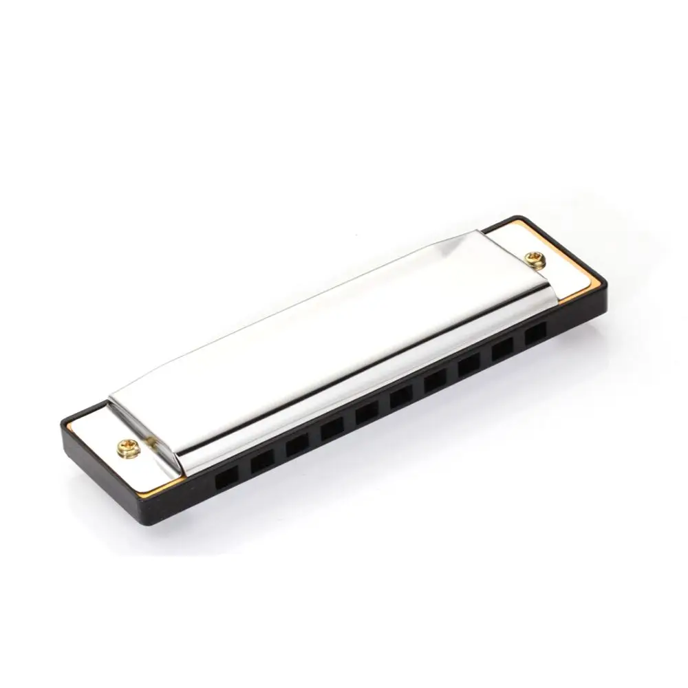 Silver Color Jazz Musical Instrument Stainless Steel Diatonic Country Blues Harmonica 10 Holes Key of C