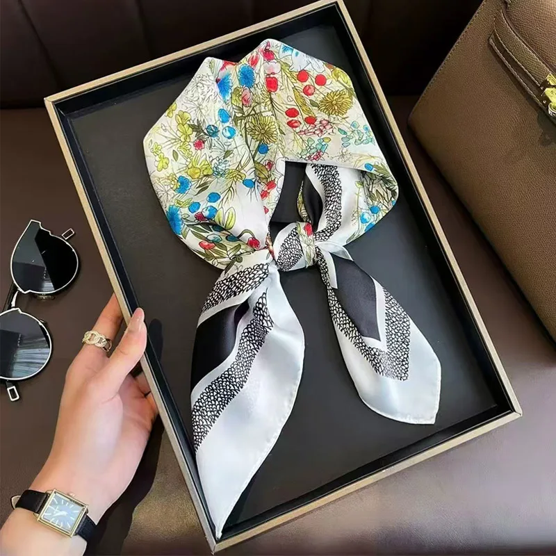 جديد فاخر الأوشحة الحريرية وشاح مربع الكورية موضة منديل شعبية الأوشحة الحريرية باندانا يلتف وشاح الديكور شال 70*70 سنتيمتر