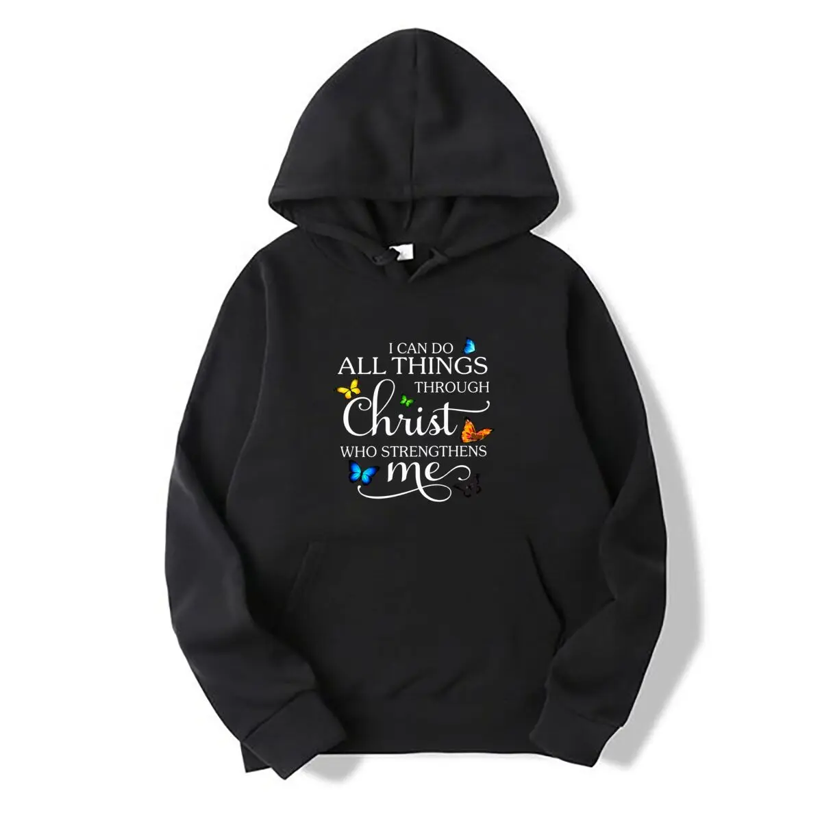 I Can Do All Things Through Christ Who Strengthens Me Butterfly Autumn and winter new men's and women's hooded sweatshirts
