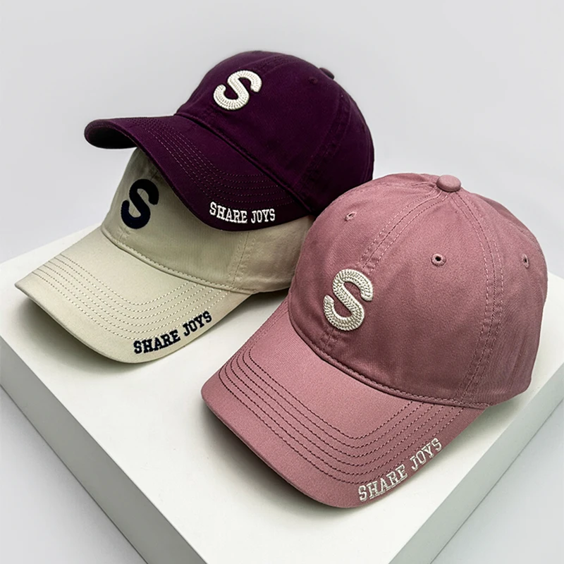 Korean Embroidered S Letters Baseball Hats Breathable Sunshade New Men Women Versatile Snapback Caps Casual Fashion Student ins