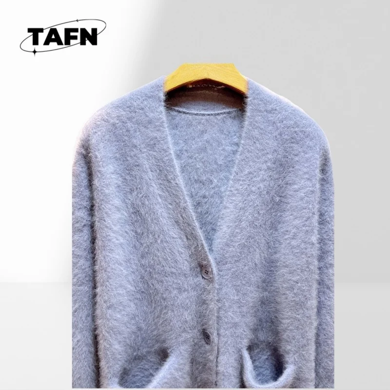 Cardigan clássico de caxemira feminino – design vintage para configurações casuais em 2025 passeios casuais de caxemira retrô feminino AC3002