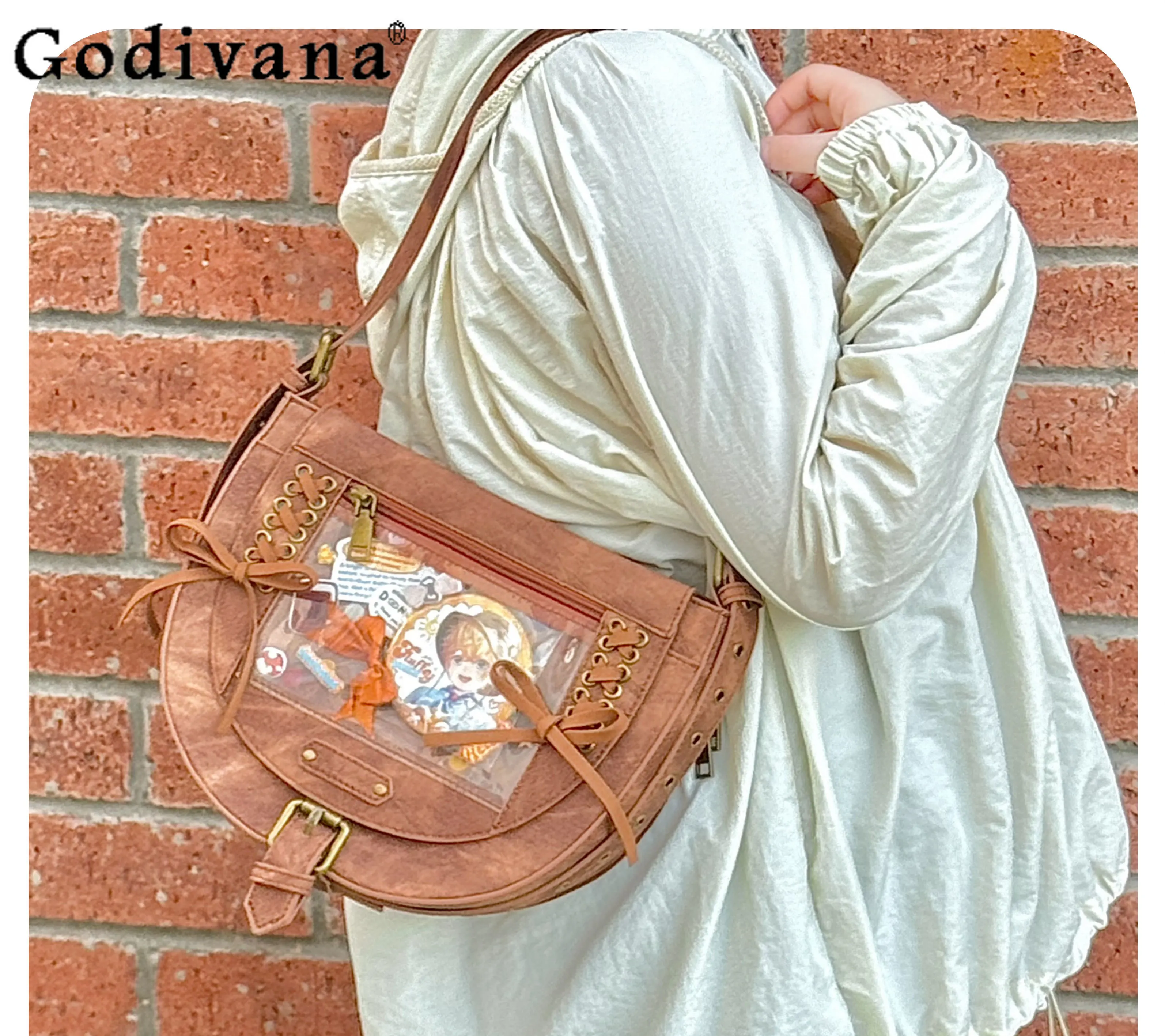 

Japanese Original Lolita Retro Elegant Double-Sided Pain Bag Daily Small Capacity Denim Sweet Cool Girl Crossbody Shoulder Bag