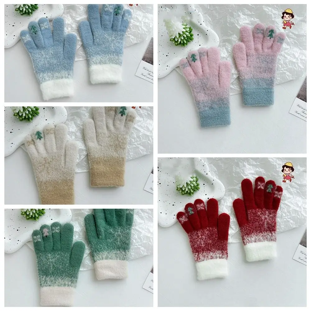 

Lovely Touch Screen Christmas Knitted Gloves Red Winter Velvet Gloves Wool Windproof Women Mittens Male
