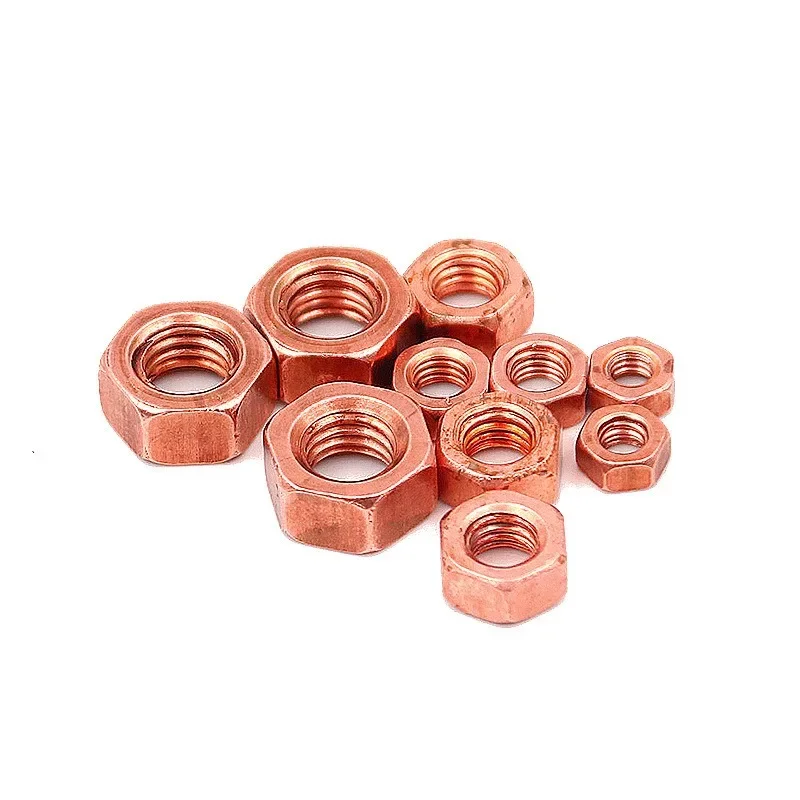 T2 Copper Hexagon Nut Conductive Conduction Nut Washer Locking Screw Cap Bolt M3 M4 M5 M6 M8 M10 M12 M16