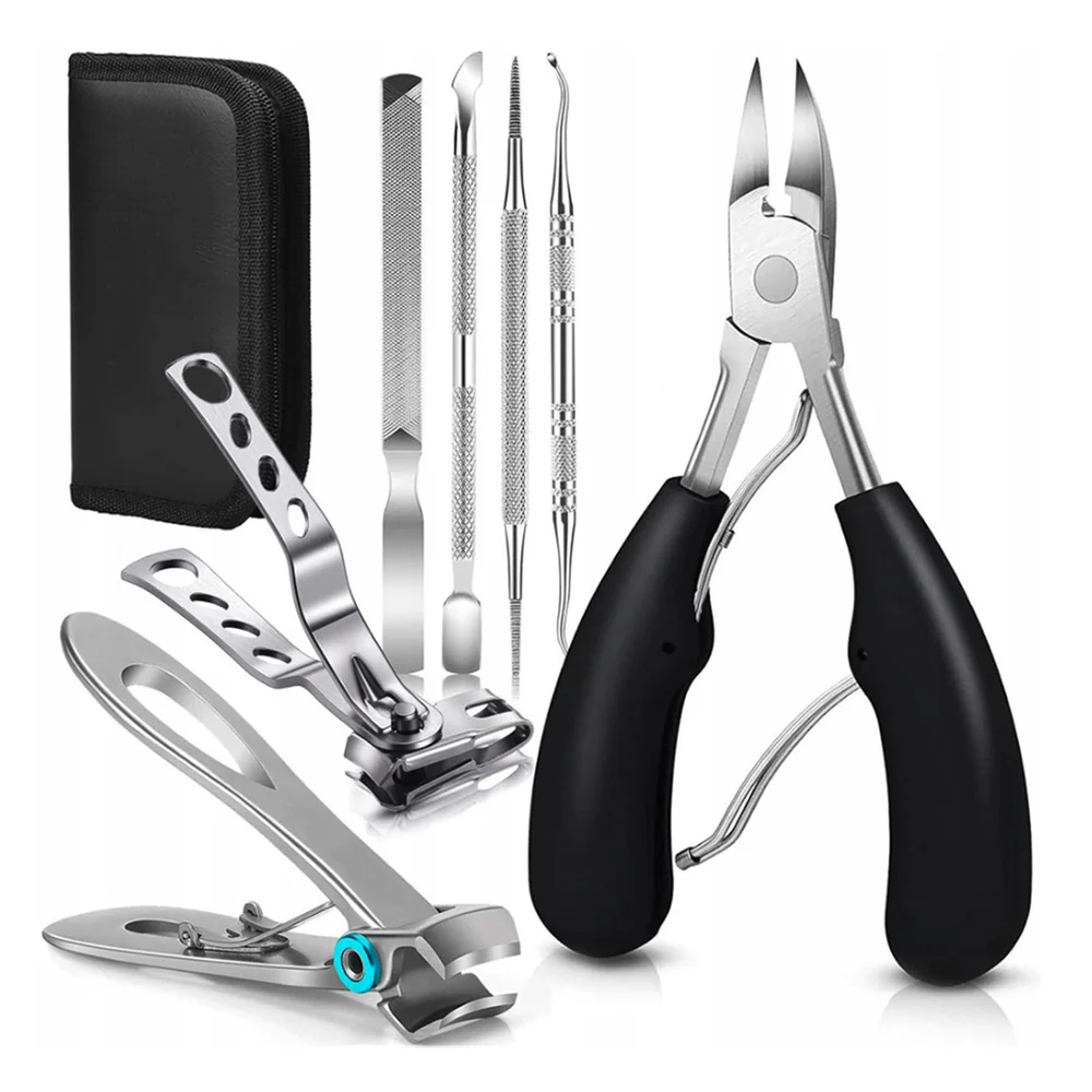 7-teiliges professionelles, robustes Edelstahl-Pediküre- und Maniküre-Set - Nagelpflegewerkzeuge, einschließlich Nagelknipser