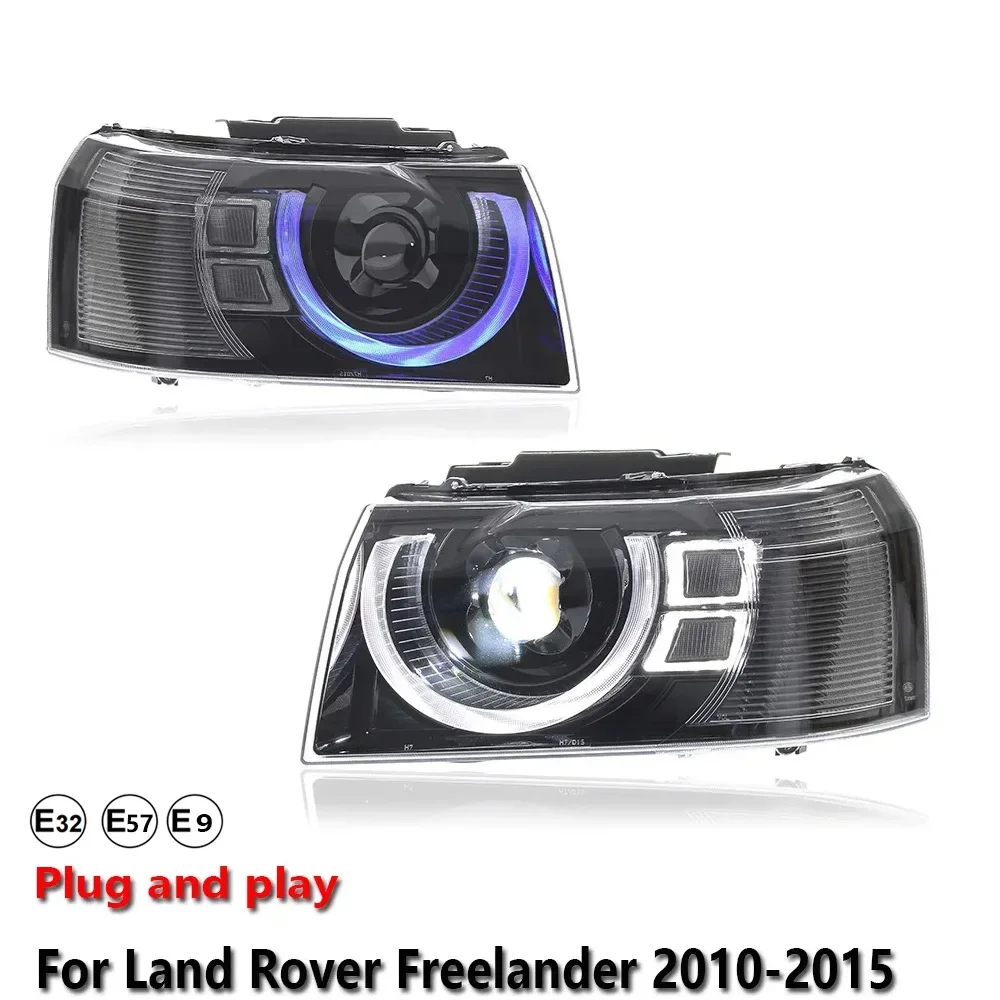 KQX Car Accessories Lamp Headlight Light For Land Rover Freelander 2010-2015 Projector Front Headlamp DRL Signal Lamp Plug And P