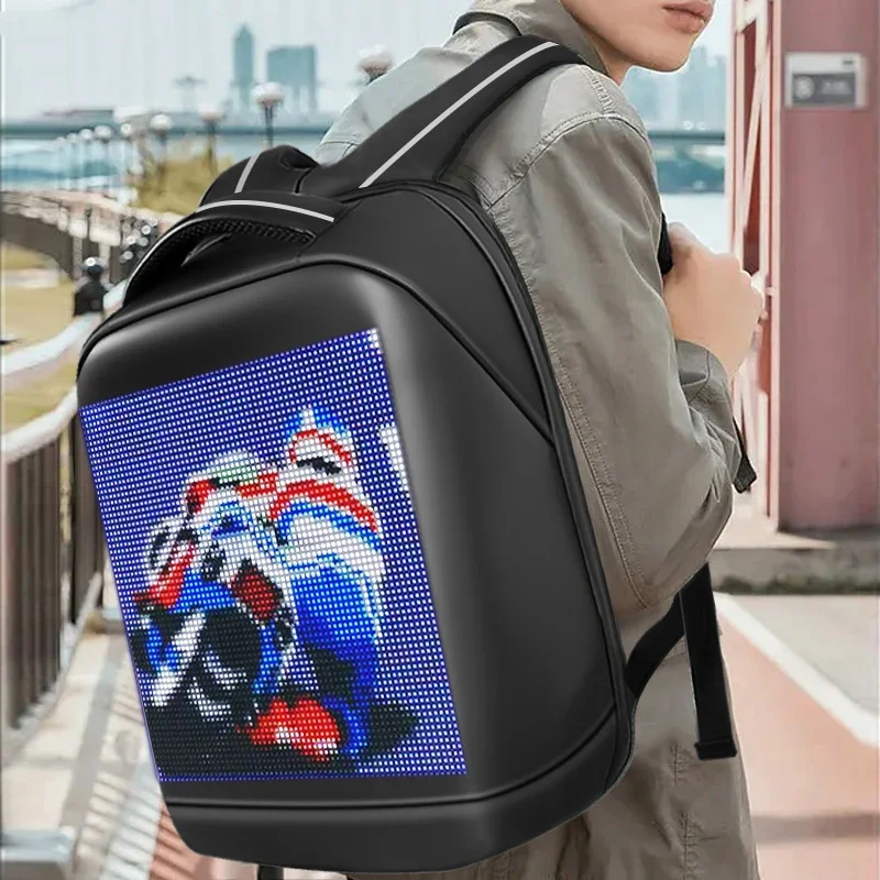 APP control Full color LED Backpack Programmable Screen Waterproof School Backpack DIY GIF text LED Sling bag LED chest bag