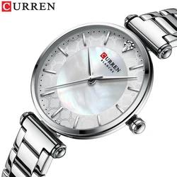 CURREN Ladies Watch Luxury Brand Elegant Thin Quartz Watch Band Stainless Steel Simple Ladies Clock reloj mujer