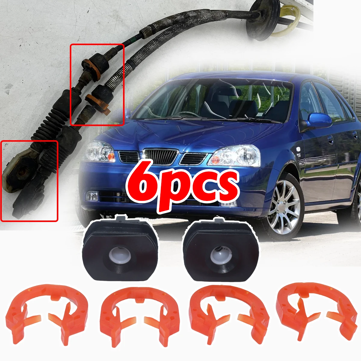 

6Pc Gear Linkage Cable Bushing Shift Lever End Collect Selector Clip Fixing for Daewoo Lacetti Nubira Gentra Manual Trans Parts