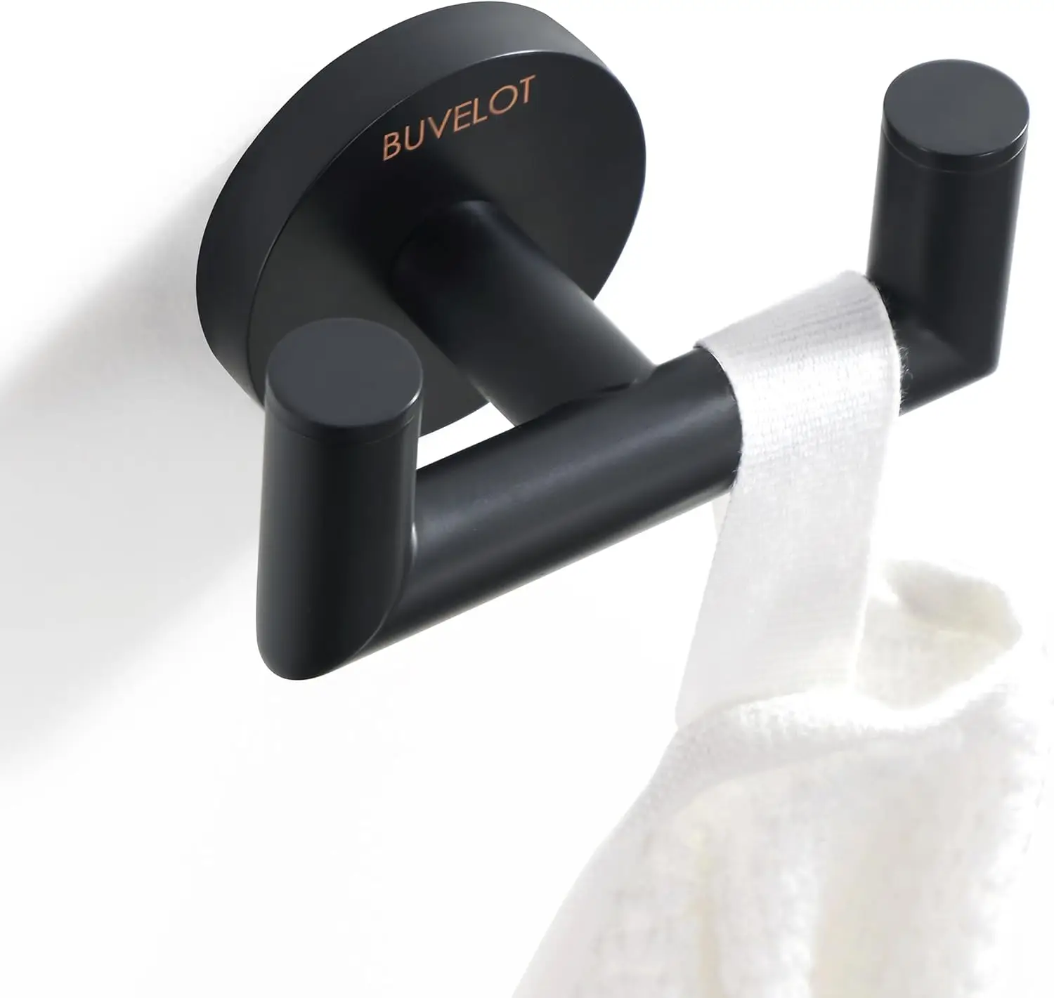 

Towel Hook, Coat Hooks for Bathroom and Kitchen, Double Robe Hook Wall Mounted, Matte Black, 077020-MB,Leo Series